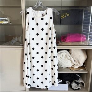 Anne Klein Black and White Polka Dot Midi Dress